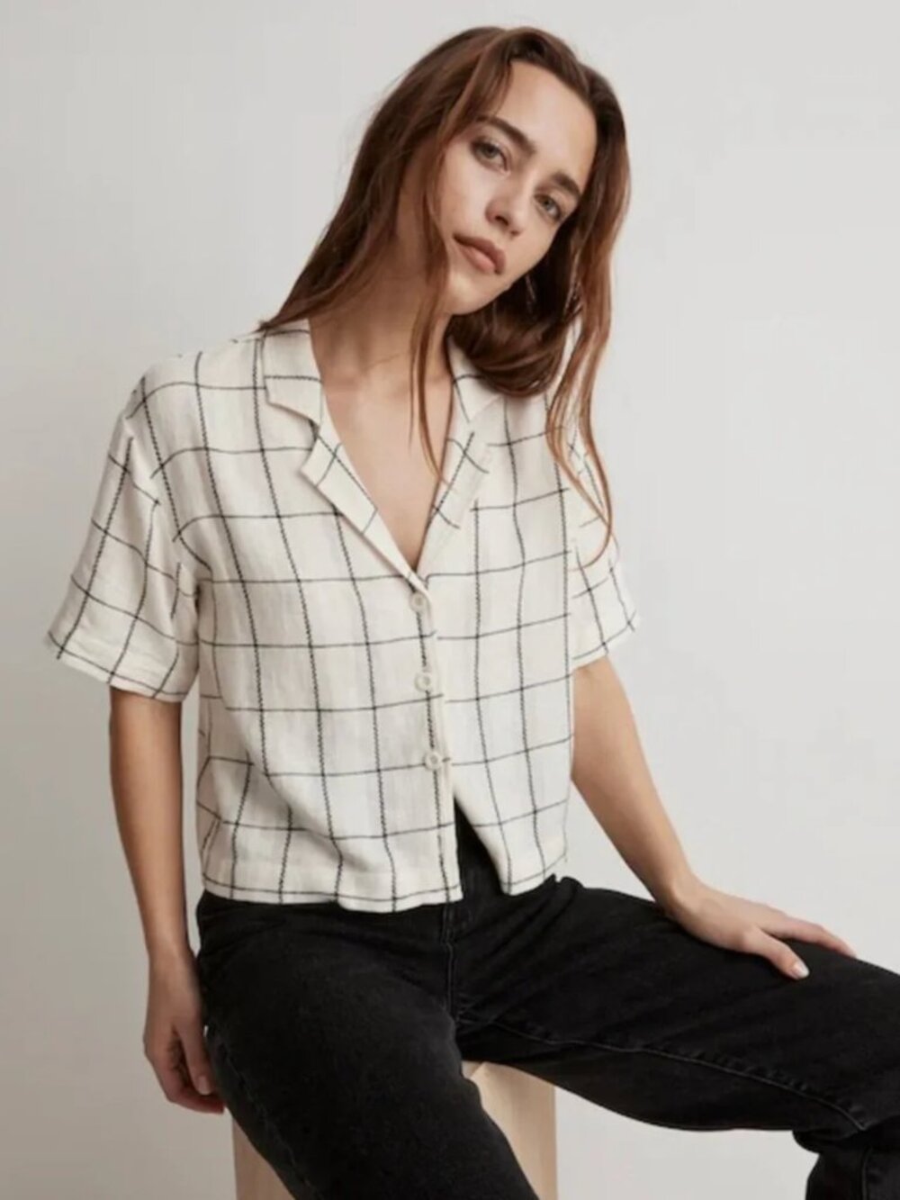 Madewell Cream Windowpane Button-Down Shirt